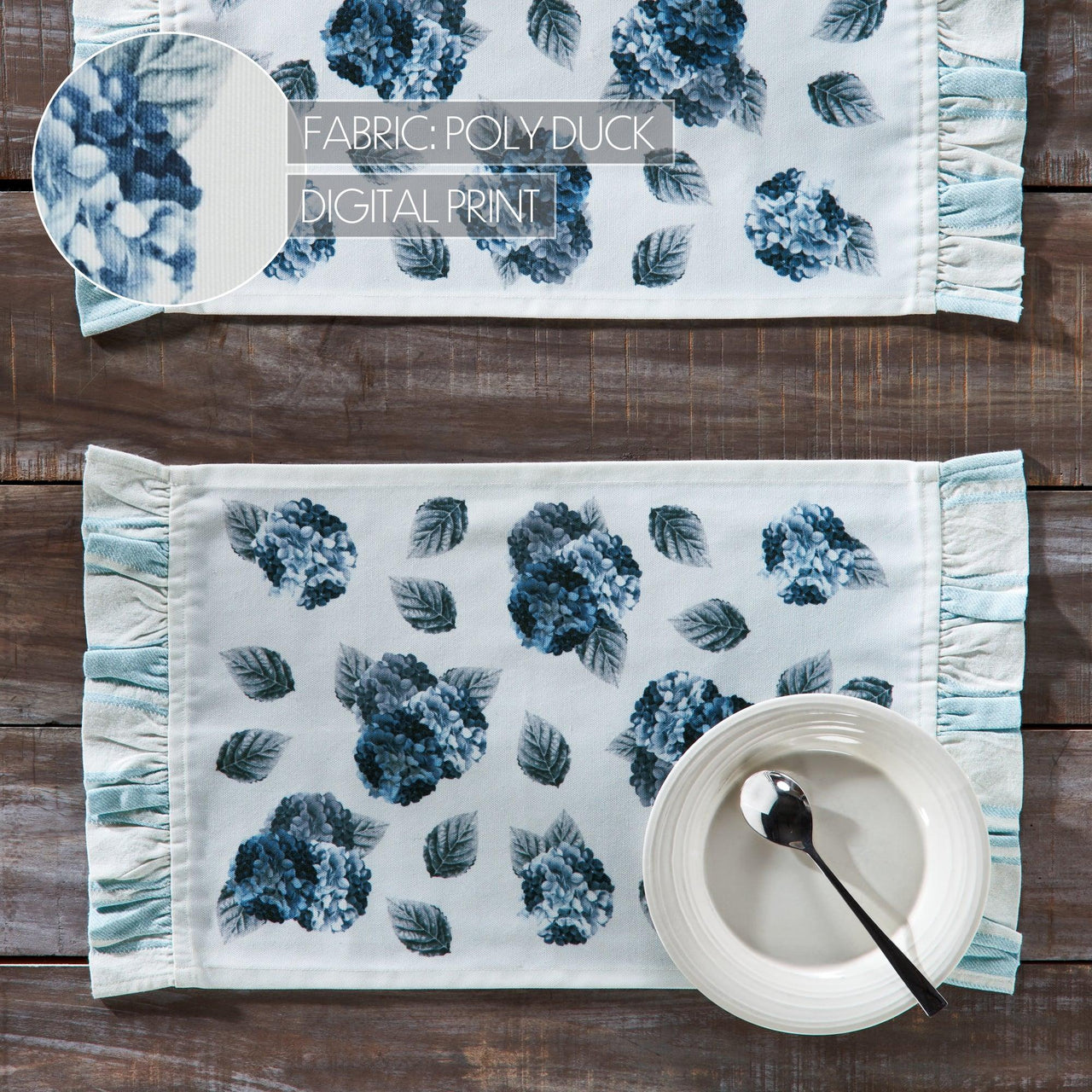Finders Keepers Hydrangea Ruffled Placemat Set of 2 13x19 - The Fox Decor