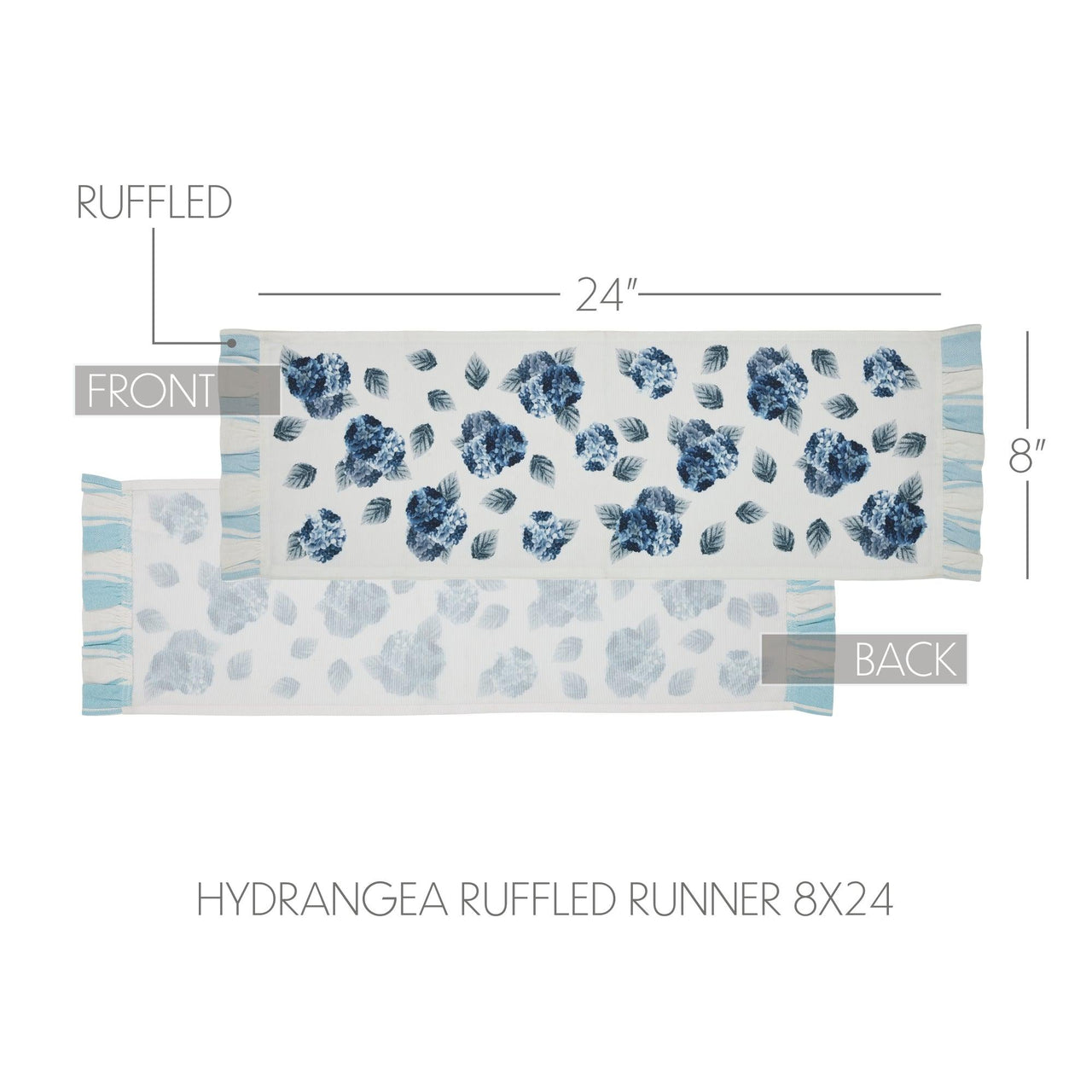Finders Keepers Hydrangea Ruffled Runner 8x24 - The Fox Decor