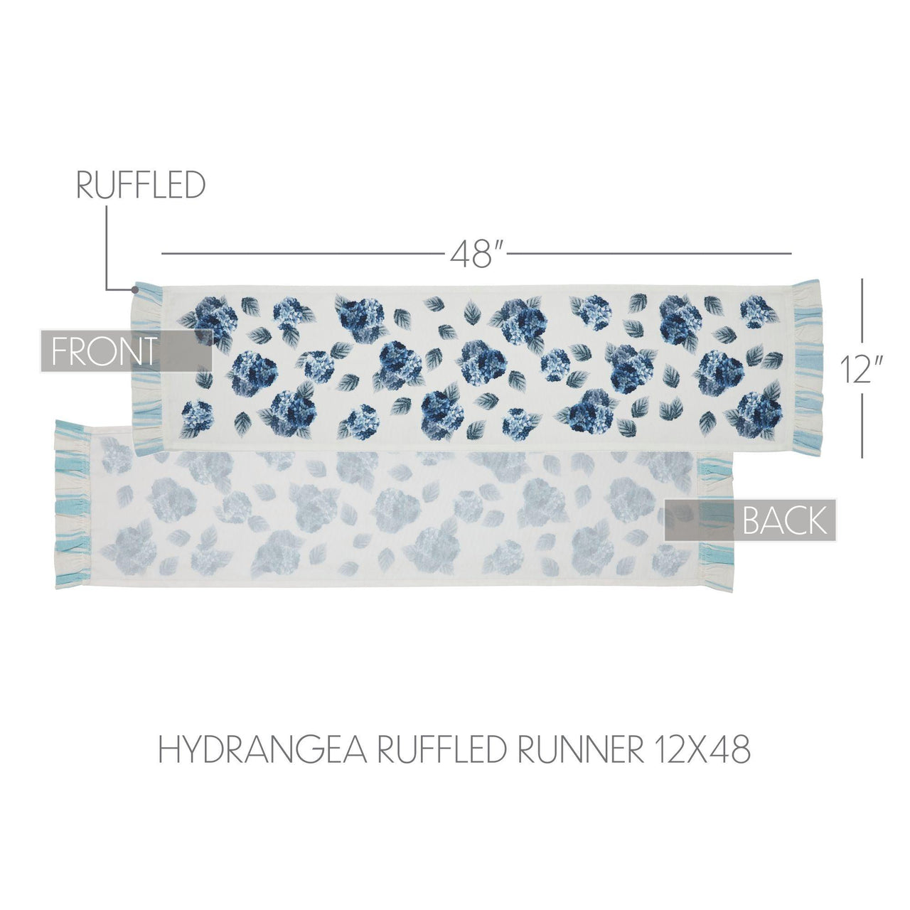 Finders Keepers Hydrangea Ruffled Runner 12x48 - The Fox Decor