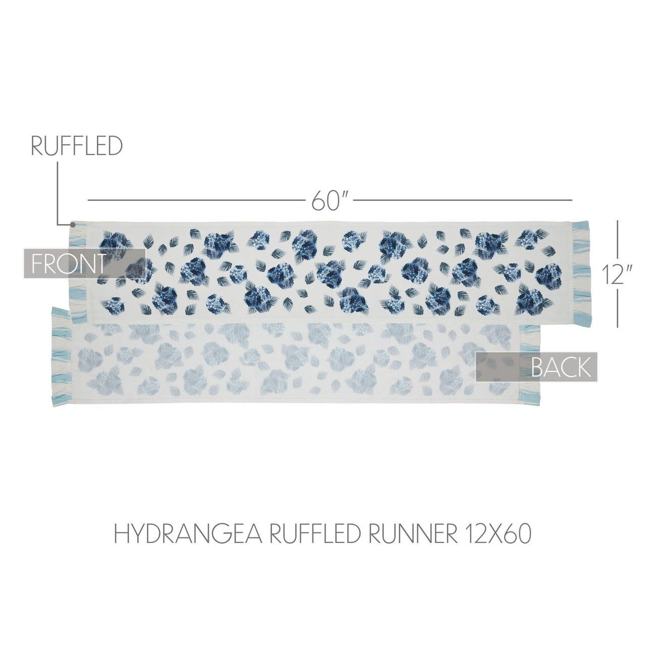 Finders Keepers Hydrangea Ruffled Runner 12x60 - The Fox Decor