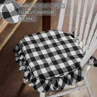 Annie Buffalo Check Black Ruffled Chair Pad 16.5x18 - The Fox Decor