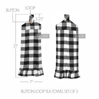 Annie Buffalo Check Black Button Loop Tea Towel Set of 3 - The Fox Decor