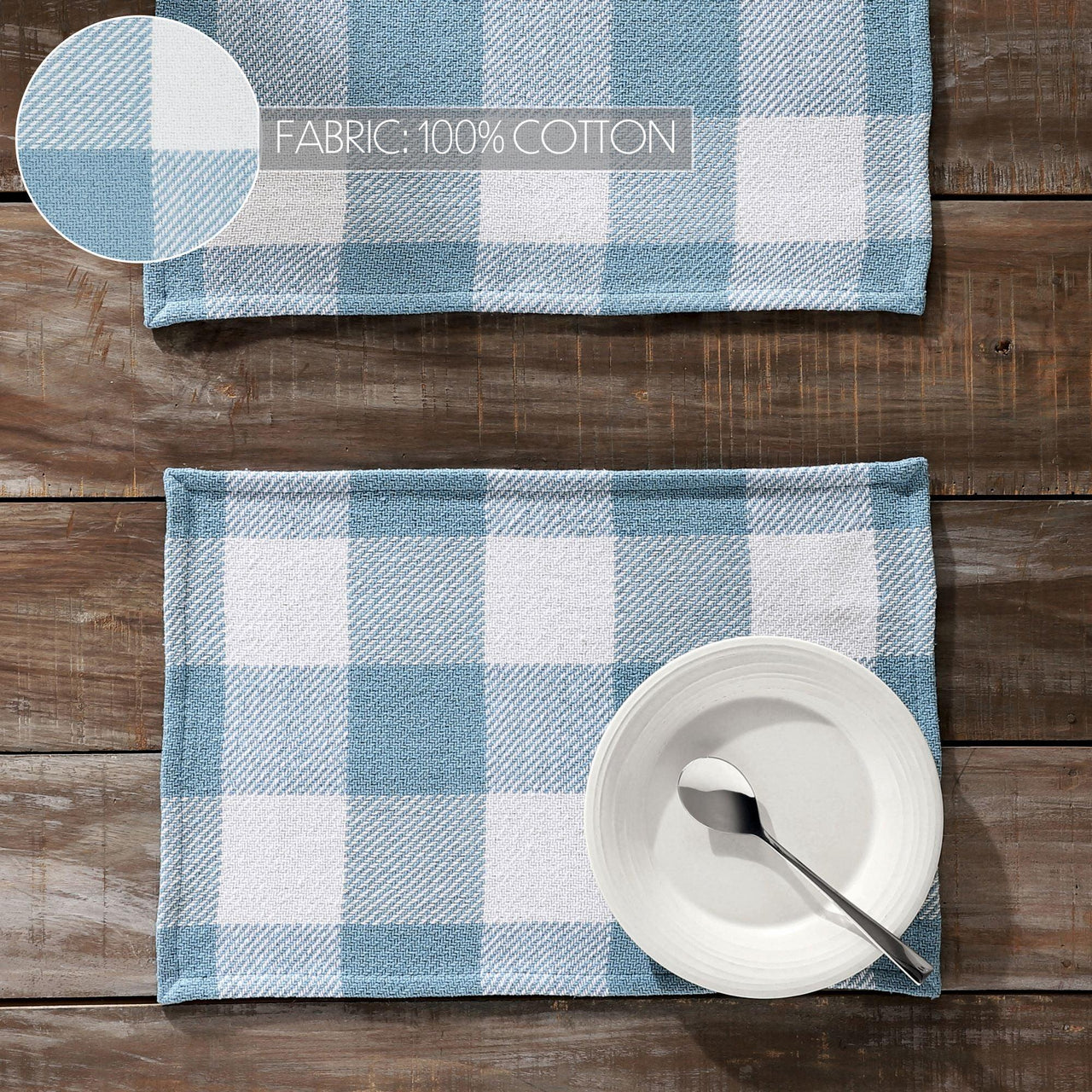Annie Buffalo Check Blue Placemat Set of 2 13x19 - The Fox Decor