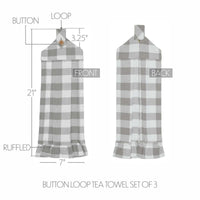 Annie Buffalo Check Grey Button Loop Tea Towel Set of 3 - The Fox Decor