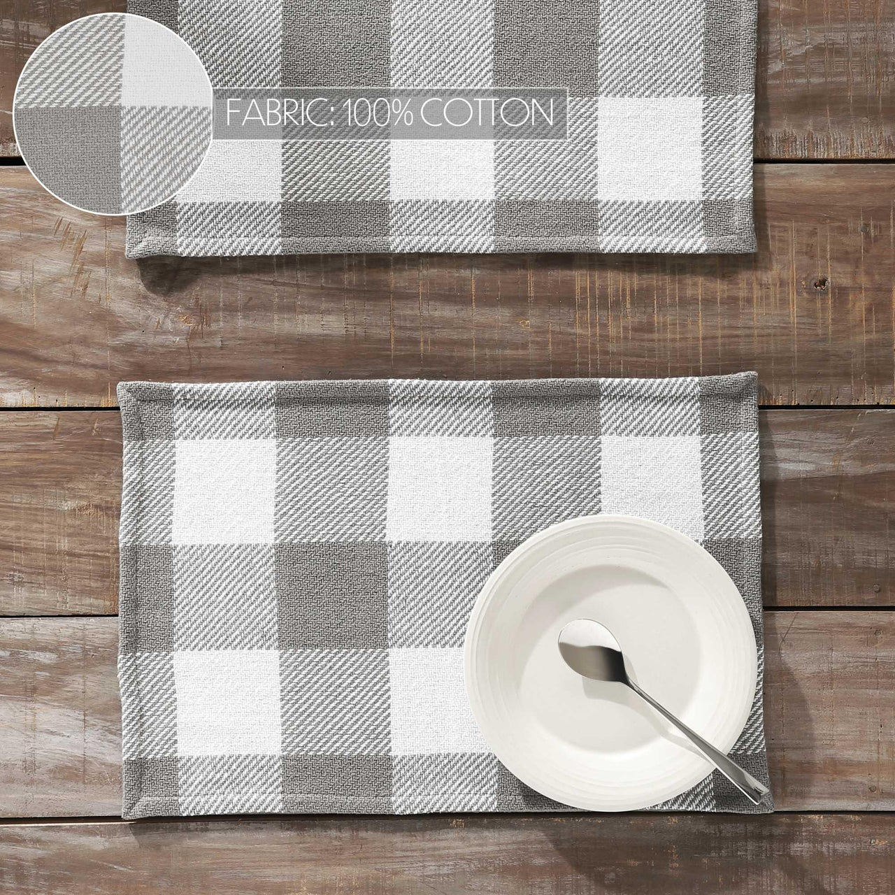 Annie Buffalo Check Grey Placemat Set of 2 13x19 - The Fox Decor
