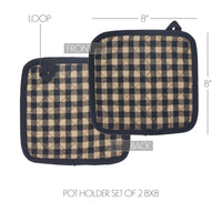 Black Check Pot Holder Set of 2 8x8 - The Fox Decor