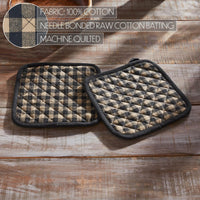Black Check Pot Holder Set of 2 8x8 - The Fox Decor