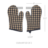 Black Check Oven Mitt Set of 2 - The Fox Decor