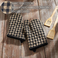 Black Check Oven Mitt Set of 2 - The Fox Decor
