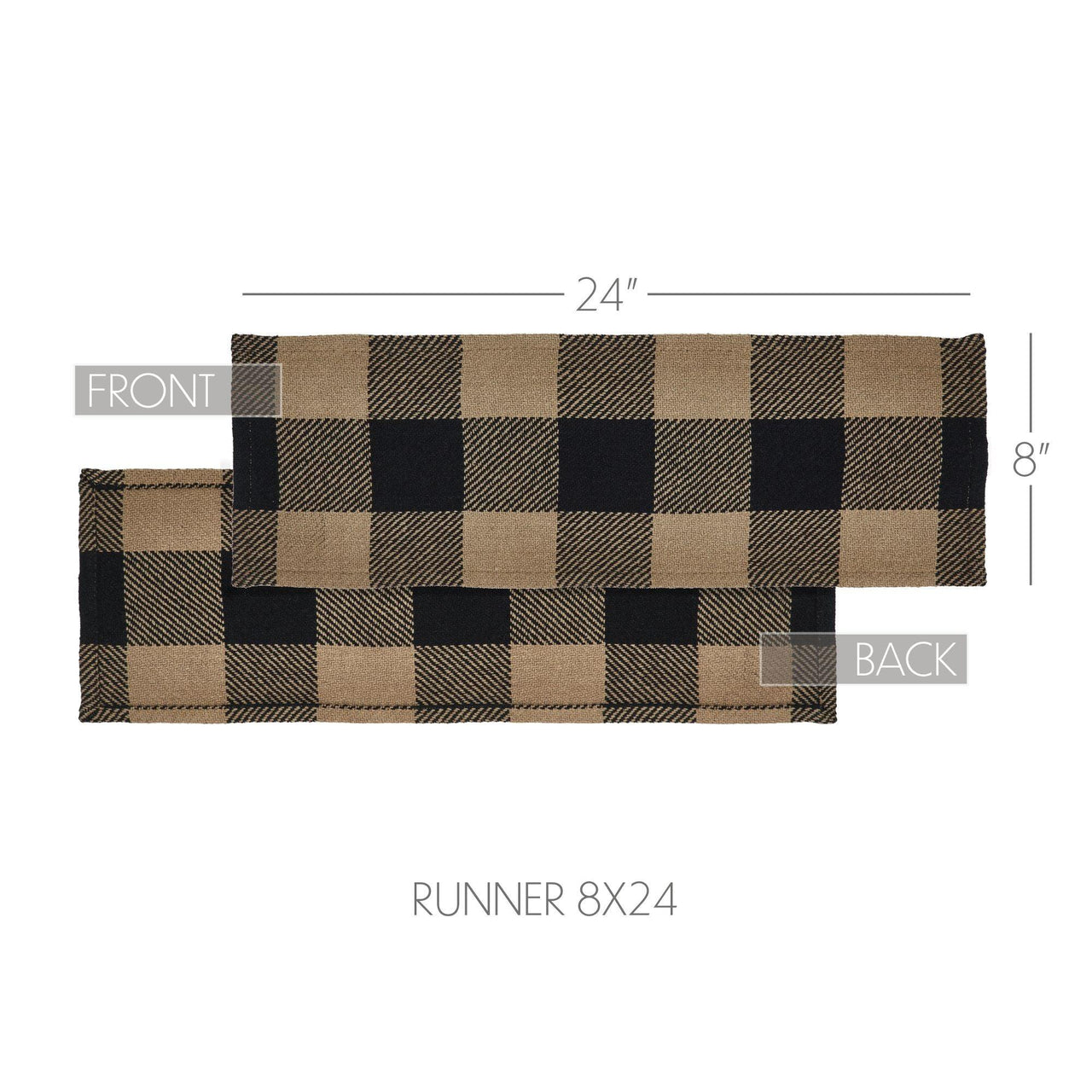 Black Check Runner 8x24 - The Fox Decor