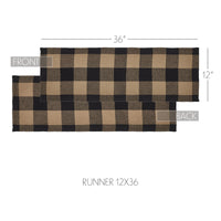Black Check Runner 12x36 - The Fox Decor