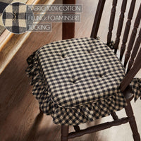 Black Check Ruffled Chair Pad 16.5x18 - The Fox Decor