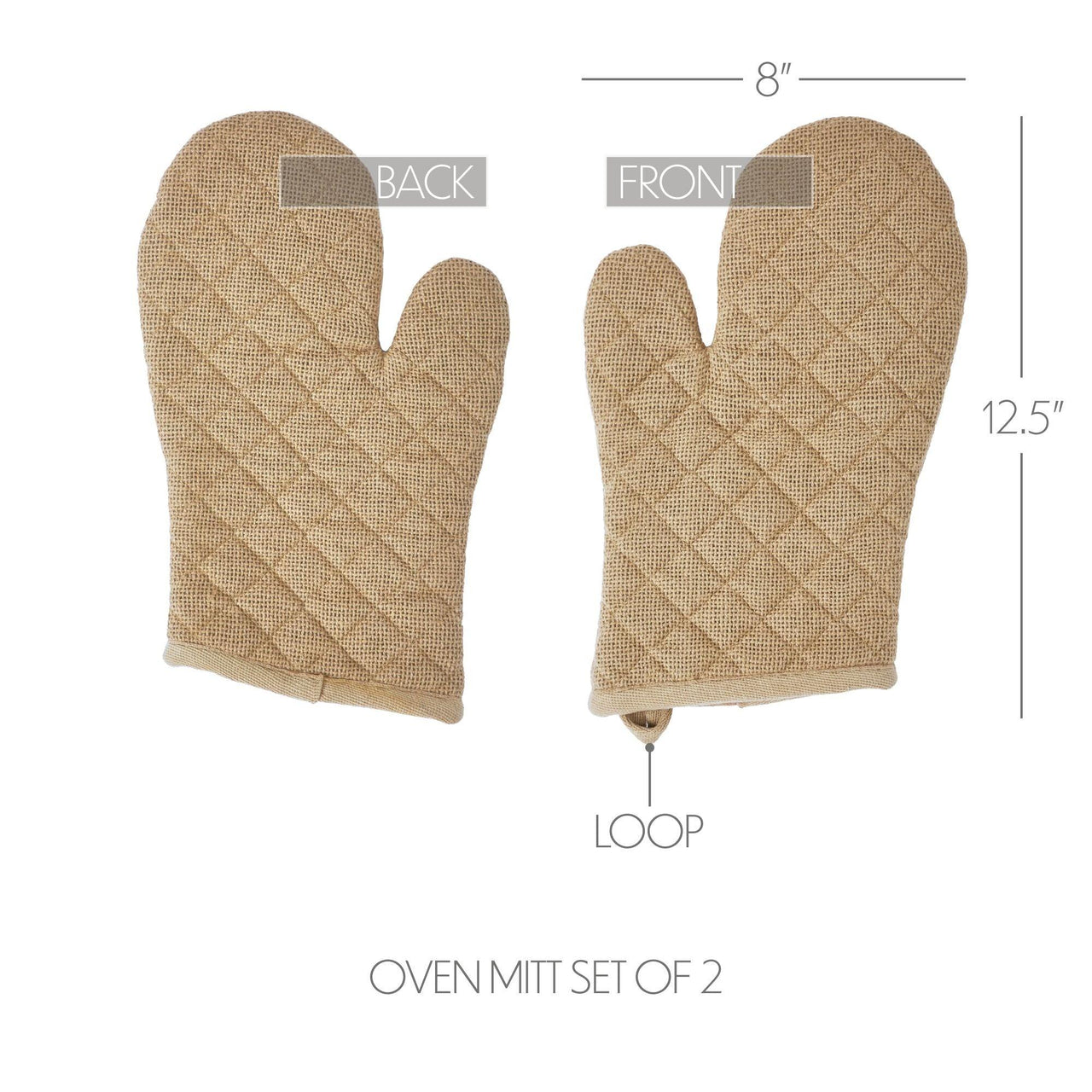 Burlap Natural Oven Mitt Set of 2 - The Fox Decor