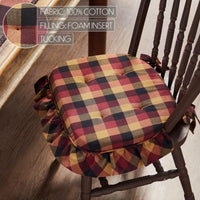Heritage Farms Primitive Check Ruffled Chair Pad 16.5x18 - The Fox Decor