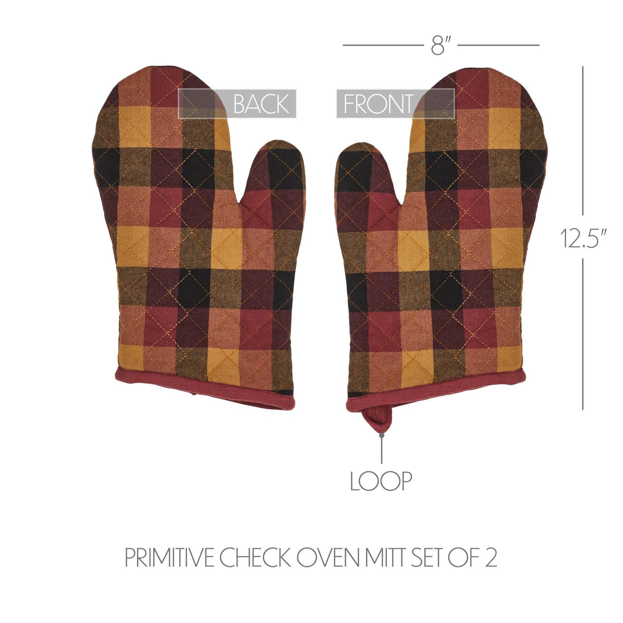 Heritage Farms Primitive Check Oven Mitt Set of 2 - The Fox Decor