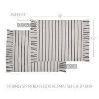 Kaila Ticking Stripe Ruffled Placemat Set of 2 13x19 - The Fox Decor