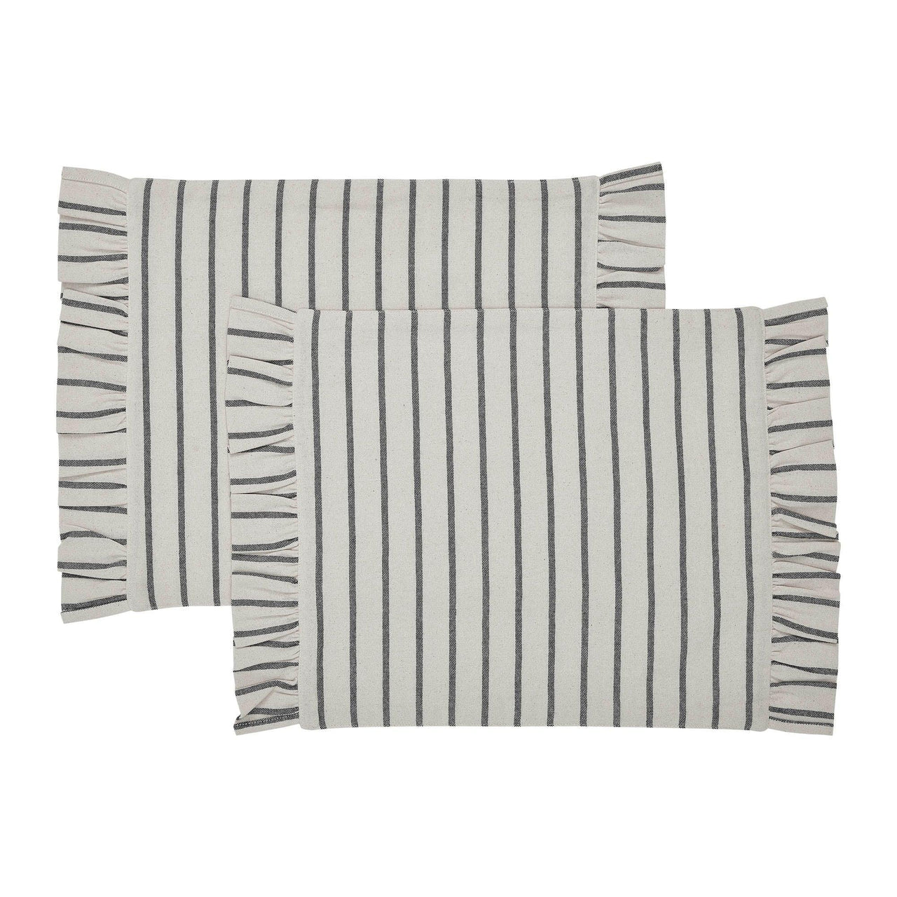 Kaila Ticking Stripe Ruffled Placemat Set of 2 13x19 - The Fox Decor