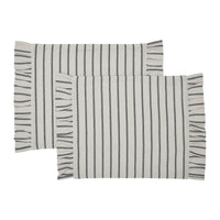 Kaila Ticking Stripe Ruffled Placemat Set of 2 13x19 - The Fox Decor
