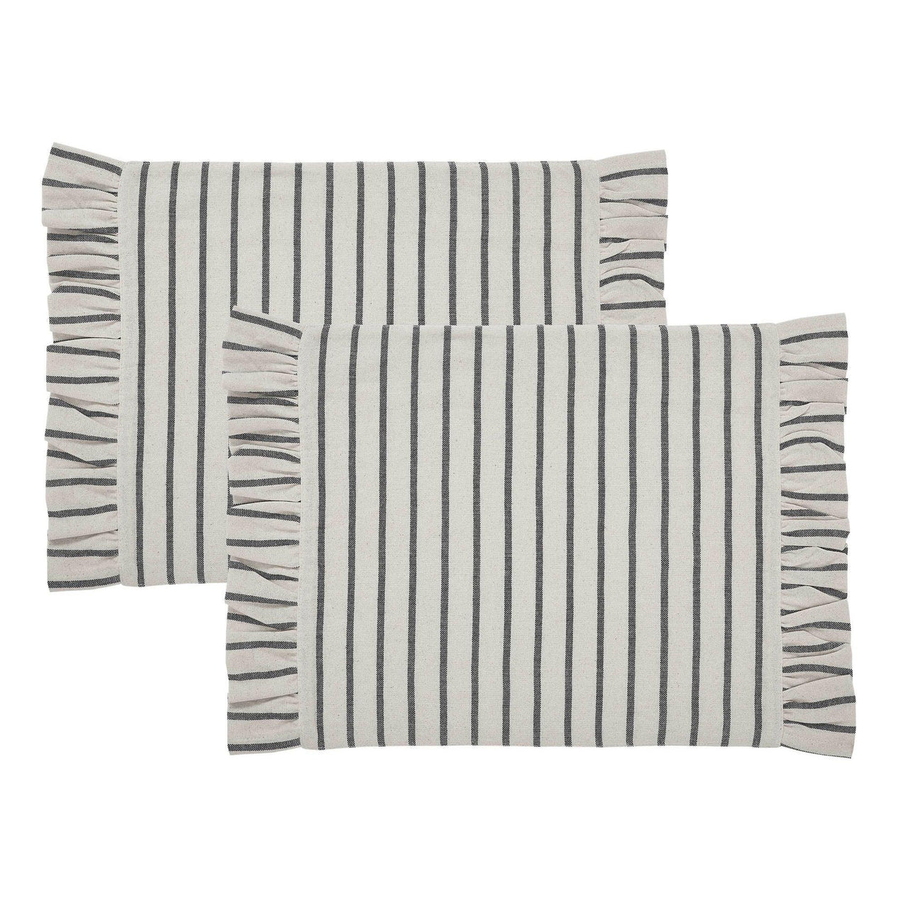 Kaila Ticking Stripe Ruffled Placemat Set of 2 13x19 - The Fox Decor