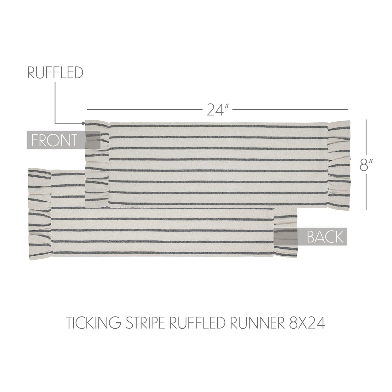 Kaila Ticking Stripe Ruffled Runner 8x24 - The Fox Decor