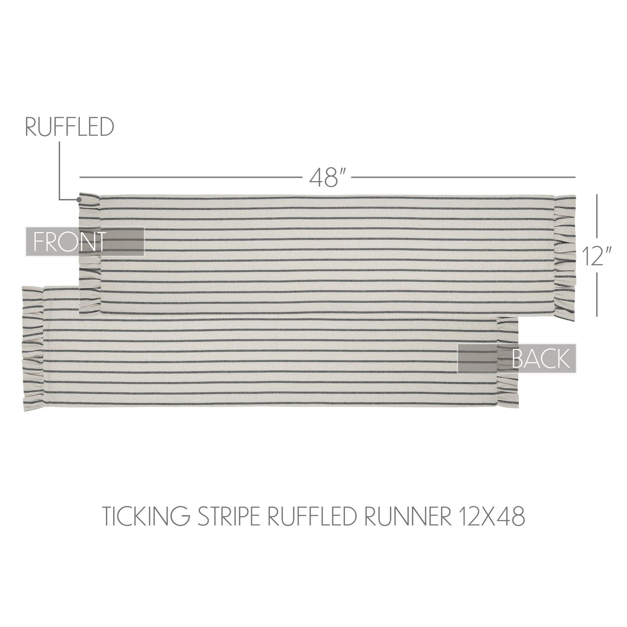 Kaila Ticking Stripe Ruffled Runner 12x48 - The Fox Decor