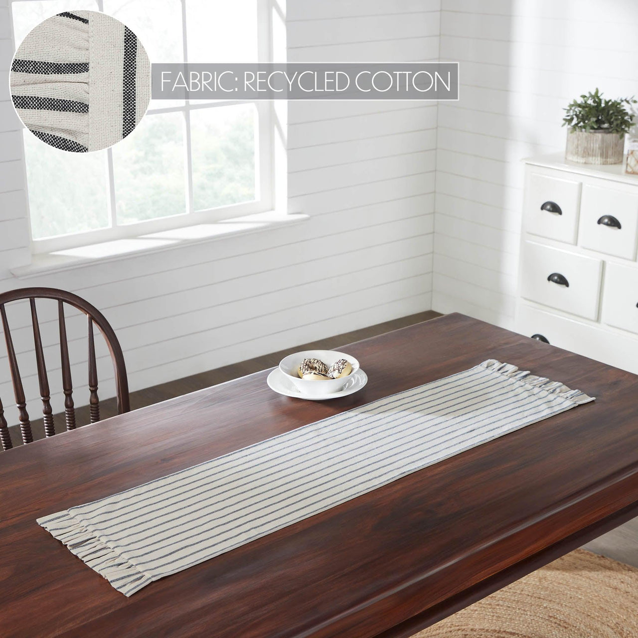 Kaila Ticking Stripe Ruffled Runner 12x48 - The Fox Decor