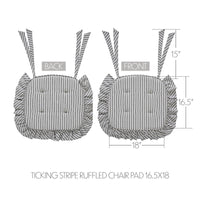 Sawyer Mill Black Ticking Stripe Ruffled Chair Pad 16.5x18 - The Fox Decor