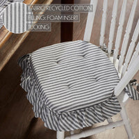 Sawyer Mill Black Ticking Stripe Ruffled Chair Pad 16.5x18 - The Fox Decor