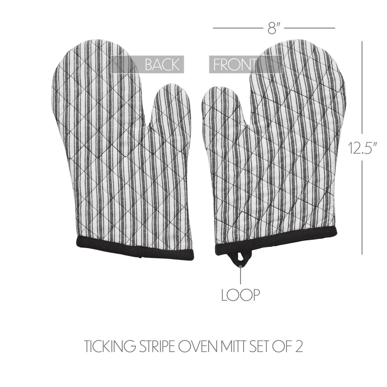 Sawyer Mill Black Ticking Stripe Oven Mitt Set of 2 - The Fox Decor