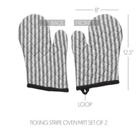 Sawyer Mill Black Ticking Stripe Oven Mitt Set of 2 - The Fox Decor