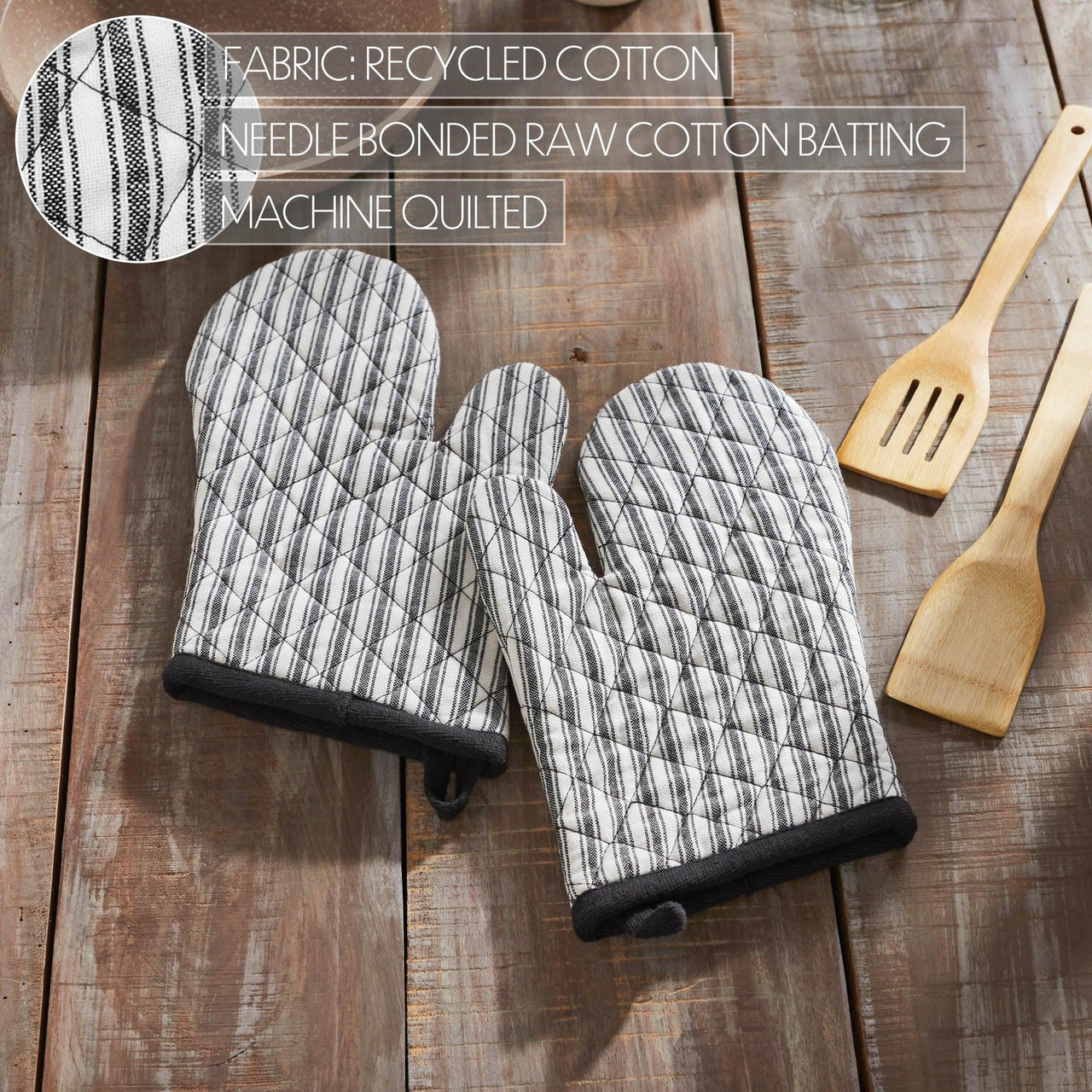 Sawyer Mill Black Ticking Stripe Oven Mitt Set of 2 - The Fox Decor