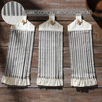 Sawyer Mill Black Ticking Stripe Button Loop Tea Towel Set of 3 - The Fox Decor