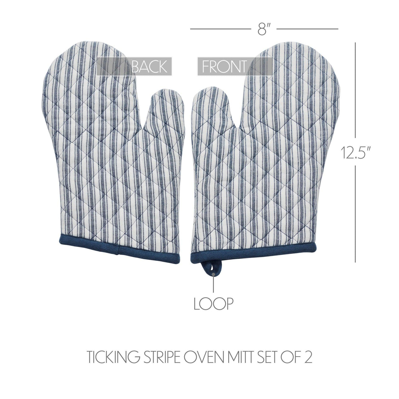 Sawyer Mill Blue Ticking Stripe Oven Mitt Set of 2 - The Fox Decor