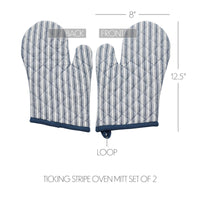 Sawyer Mill Blue Ticking Stripe Oven Mitt Set of 2 - The Fox Decor