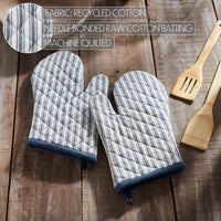 Sawyer Mill Blue Ticking Stripe Oven Mitt Set of 2 - The Fox Decor