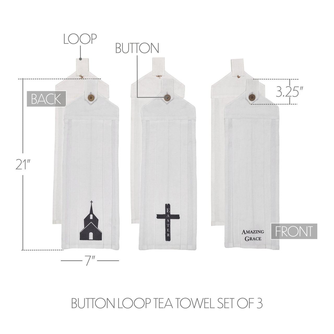 Risen Button Loop Tea Towel Set of 3 - The Fox Decor