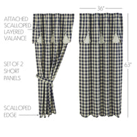 My Country Short Panel with Attached Scalloped Layered Valance Set of 2 63x36 - The Fox Decor