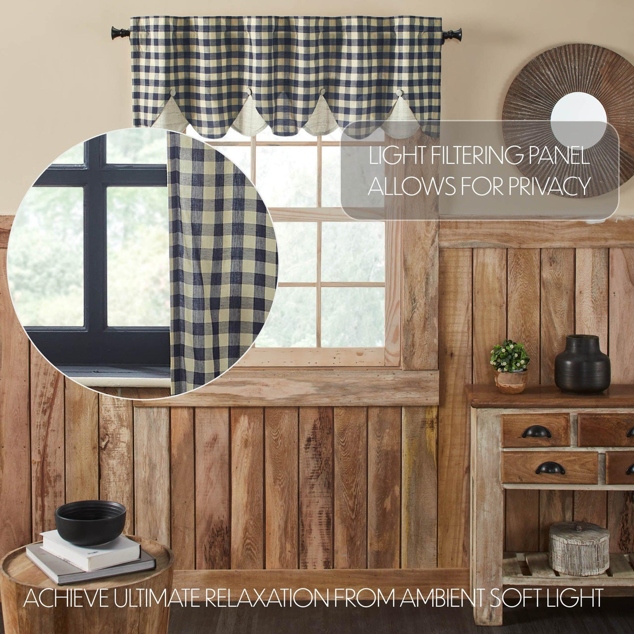 My Country Scalloped Layered Valance 18x60 - The Fox Decor