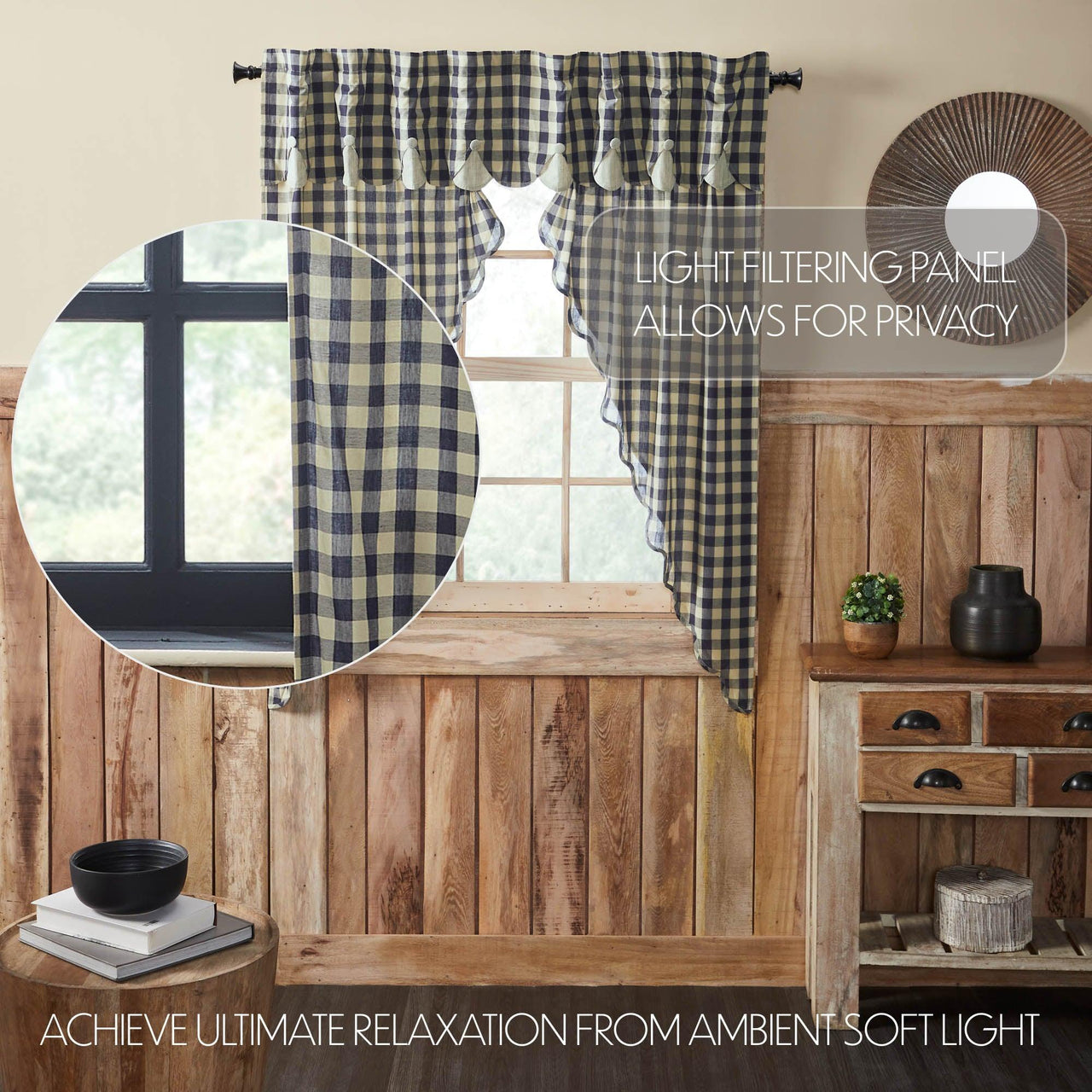 My Country Scalloped Layered Prairie Short Panel Set of 2 63x36x18 - The Fox Decor