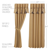 Pip Vinestar Panel with Attached Scalloped Layered Valance Set of 2 84x40 - The Fox Decor