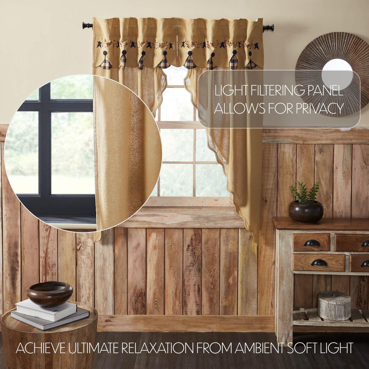 Pip Vinestar Scalloped Layered Prairie Short Panel Set of 2 63x36x18 - The Fox Decor