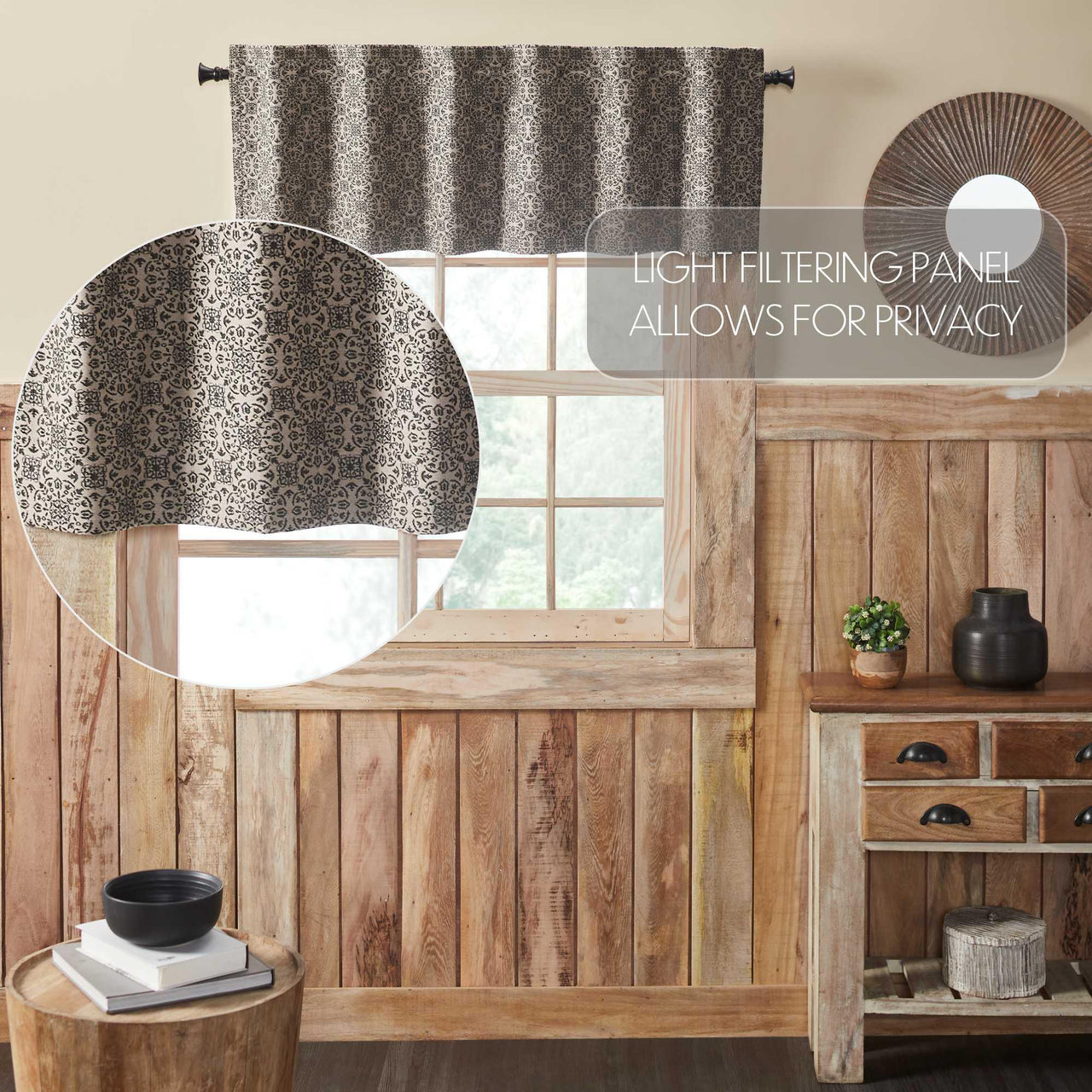 Custom House Black Tan Jacquard Valance 18x60 - The Fox Decor