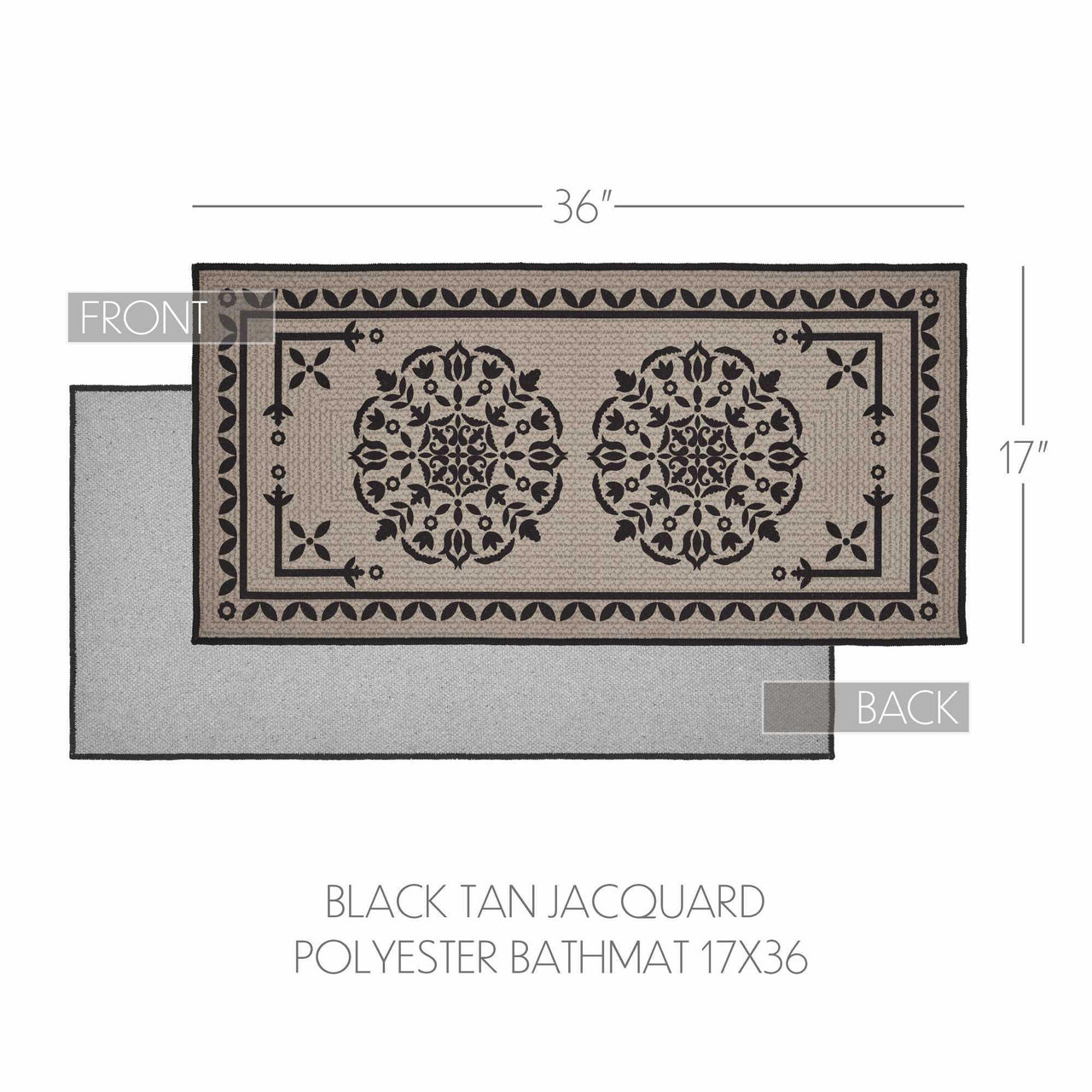 Custom House Black Tan Jacquard Polyester Bathmat 17x36 - The Fox Decor