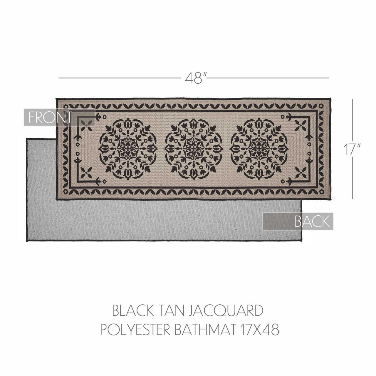 Custom House Black Tan Jacquard Polyester Bathmat 17x48 - The Fox Decor