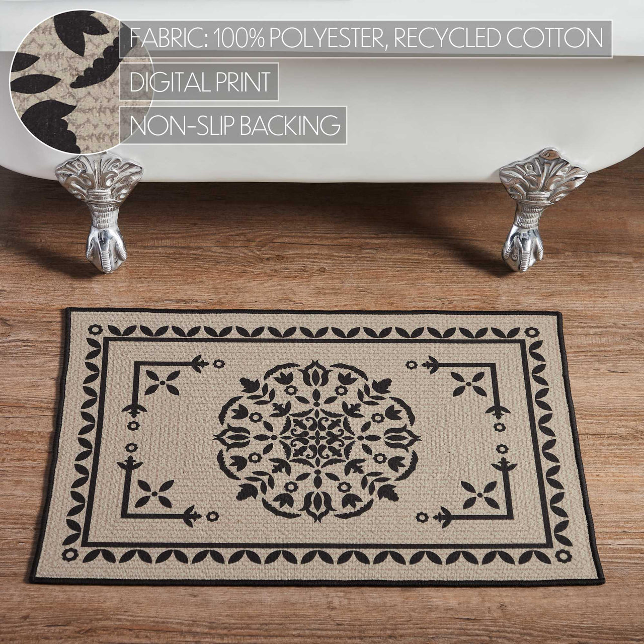 Custom House Black Tan Jacquard Polyester Bathmat 20x30 - The Fox Decor