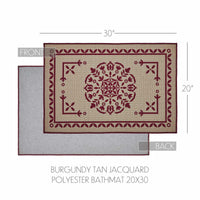Custom House Burgundy Tan Jacquard Polyester Bathmat 20x30 - The Fox Decor