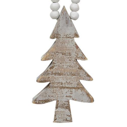 Distressed Wooden Tree Beaded Ornament - The Fox Decor