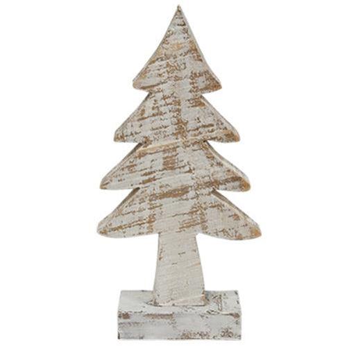 Distressed White Wooden Christmas Tree 8 inch - The Fox Decor