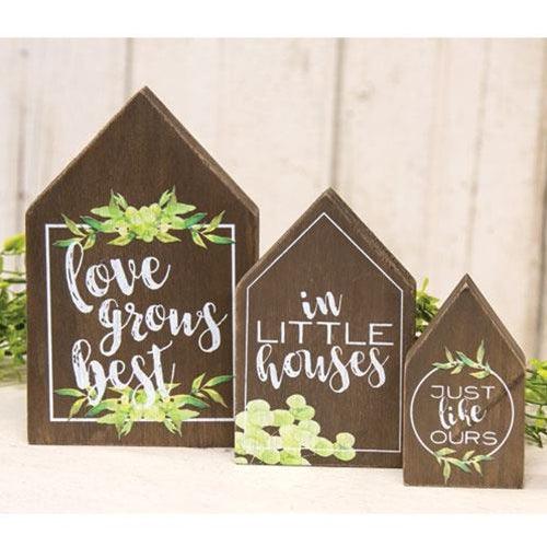 3 Set Love Grows Best In Little Houses Blocks - The Fox Decor
