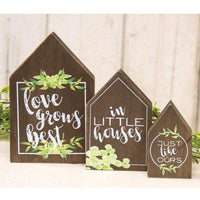 3 Set Love Grows Best In Little Houses Blocks - The Fox Decor